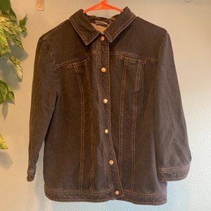 3/4 Sleeve Black Denim Jacket